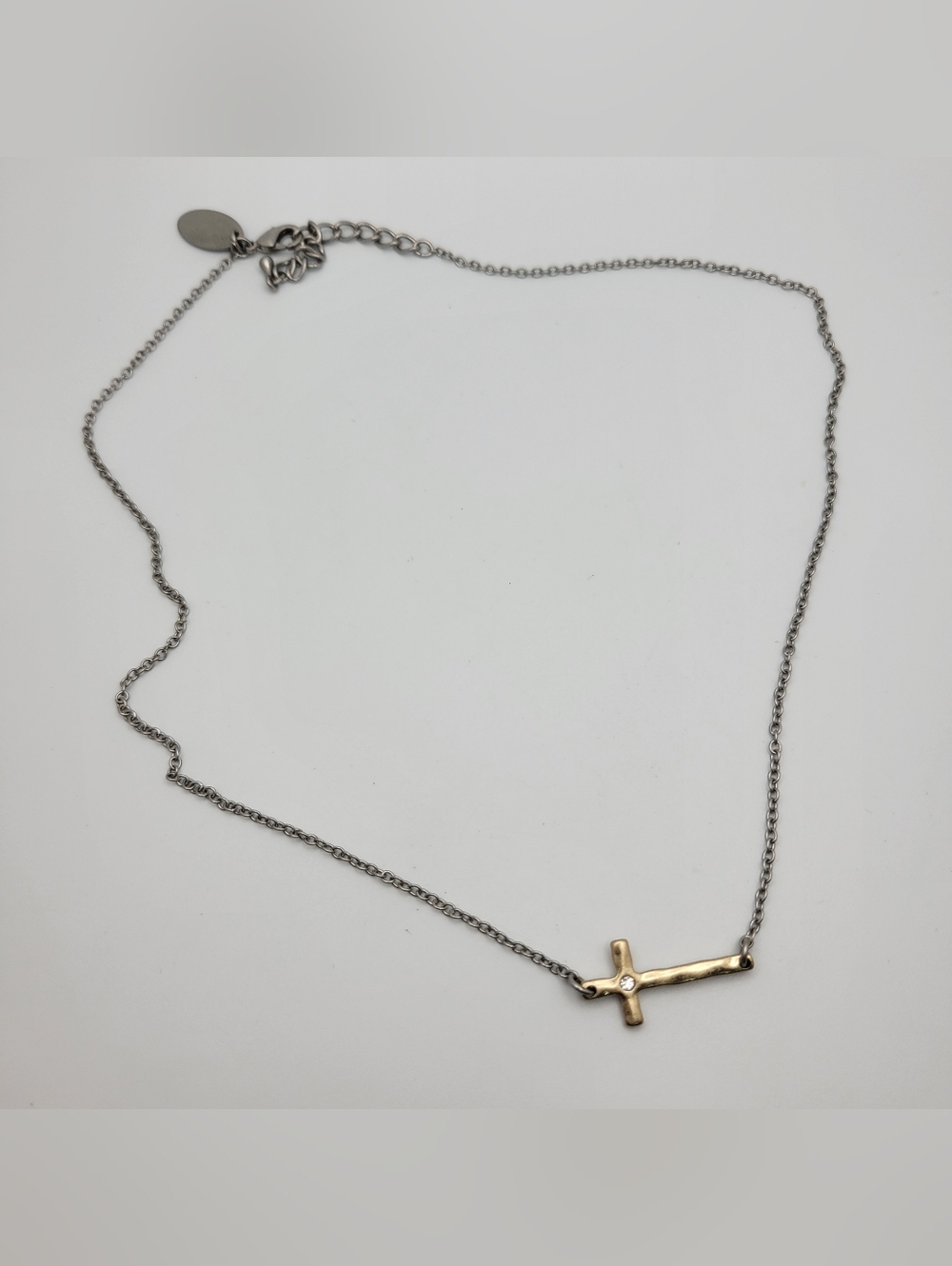 Elegant Two-Tone Cross Pendant Necklace - Gold & Silver - Brand